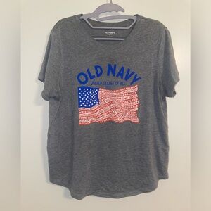 Old Navy Heather Gray USA Flag Tee Everywear